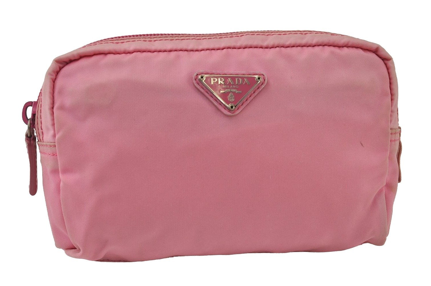 Authentic PRADA Vintage Nylon Tessuto Leather Pouch Purse Pink 0094J