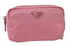 Authentic PRADA Vintage Nylon Tessuto Leather Pouch Purse Pink 0094J