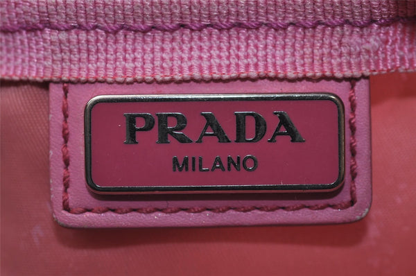 Authentic PRADA Vintage Nylon Tessuto Leather Pouch Purse Pink 0094J