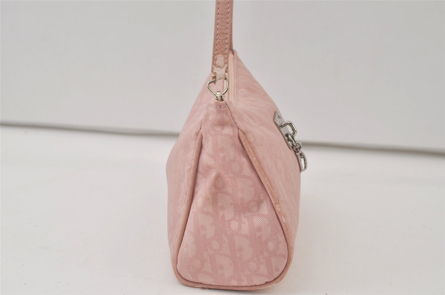 Authentic Christian Dior Trotter Vintage Hand Bag Purse Nylon Leather Pink 0094K