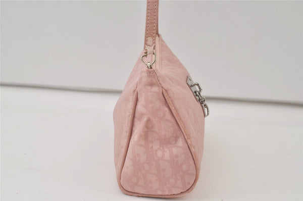 Authentic Christian Dior Trotter Vintage Hand Bag Purse Nylon Leather Pink 0094K