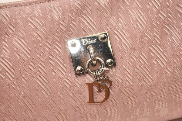 Authentic Christian Dior Trotter Vintage Hand Bag Purse Nylon Leather Pink 0094K