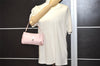 Authentic Christian Dior Trotter Vintage Hand Bag Purse Nylon Leather Pink 0094K