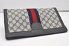 Authentic GUCCI Sherry Line Clutch Hand Bag Purse GG PVC Leather Navy Blue 0096J