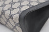 Authentic GUCCI Sherry Line Clutch Hand Bag Purse GG PVC Leather Navy Blue 0096J