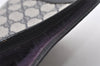 Authentic GUCCI Sherry Line Clutch Hand Bag Purse GG PVC Leather Navy Blue 0096J