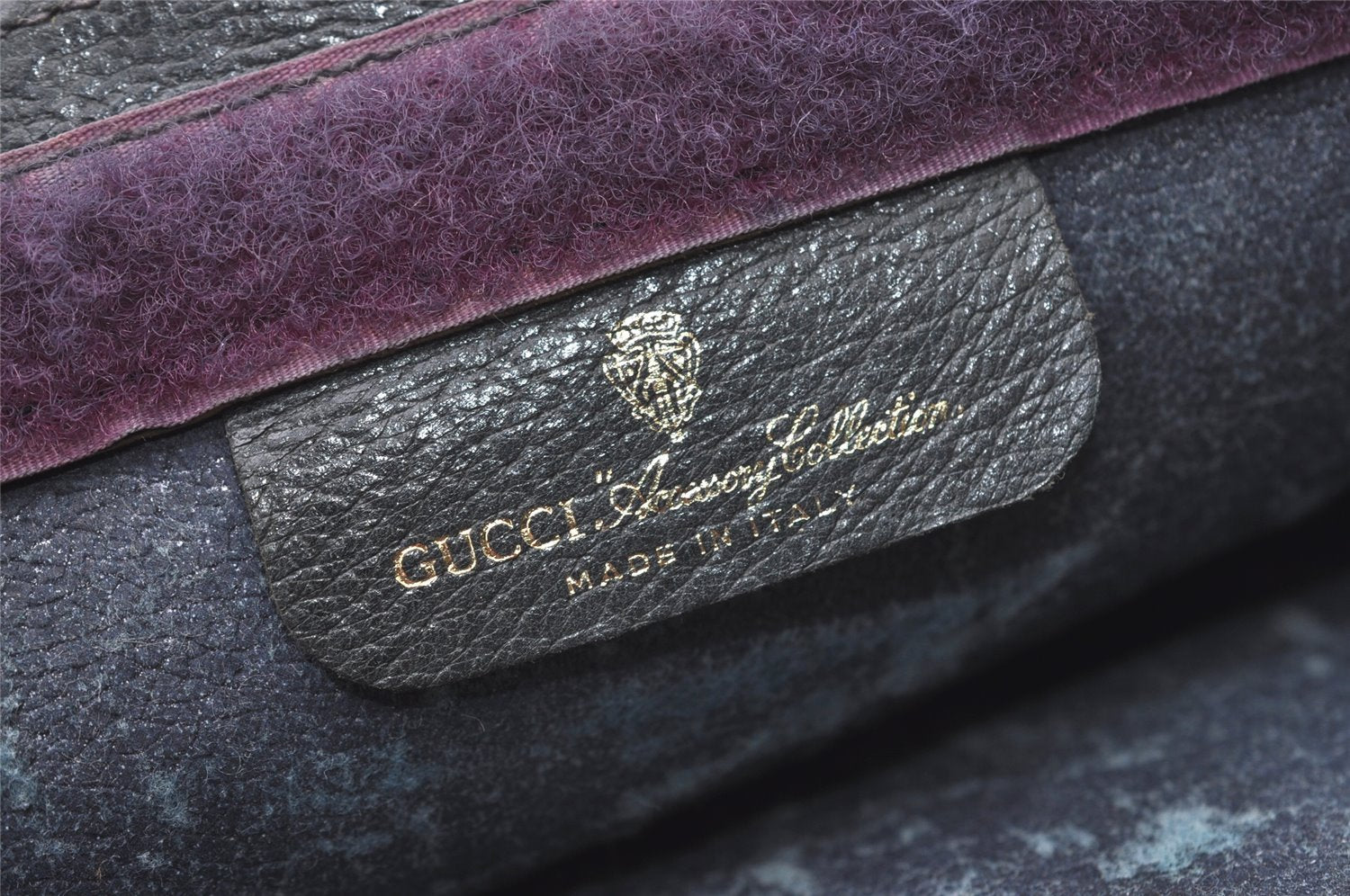 Authentic GUCCI Sherry Line Clutch Hand Bag Purse GG PVC Leather Navy Blue 0096J