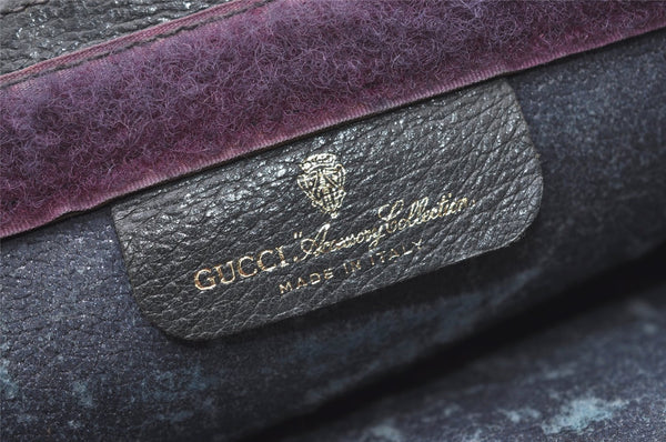 Authentic GUCCI Sherry Line Clutch Hand Bag Purse GG PVC Leather Navy Blue 0096J