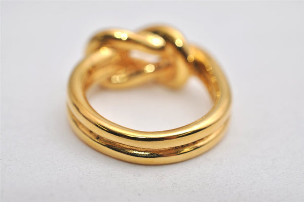 Authentic HERMES Scarf Ring Atame Circle Design Gold Tone Box 0096K