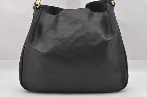 Authentic GUCCI Bamboo 2Way Shoulder Hand Bag Leather Black Junk 0098J