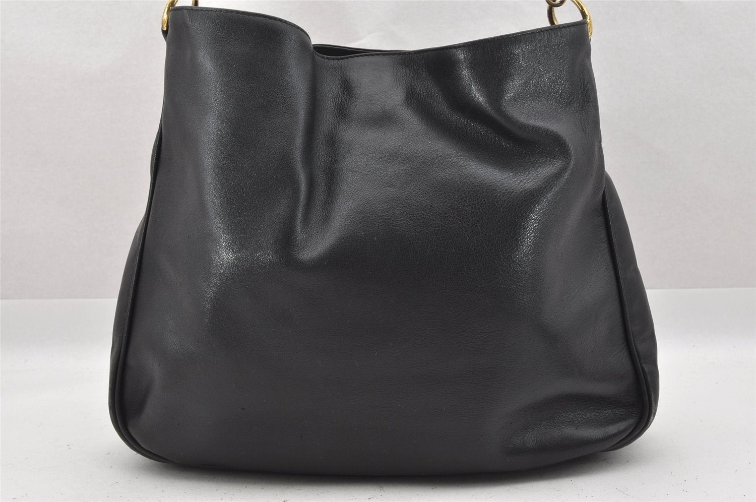 Authentic GUCCI Bamboo 2Way Shoulder Hand Bag Leather Black Junk 0098J