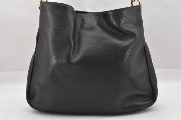 Authentic GUCCI Bamboo 2Way Shoulder Hand Bag Leather Black Junk 0098J