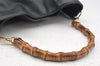 Authentic GUCCI Bamboo 2Way Shoulder Hand Bag Leather Black Junk 0098J