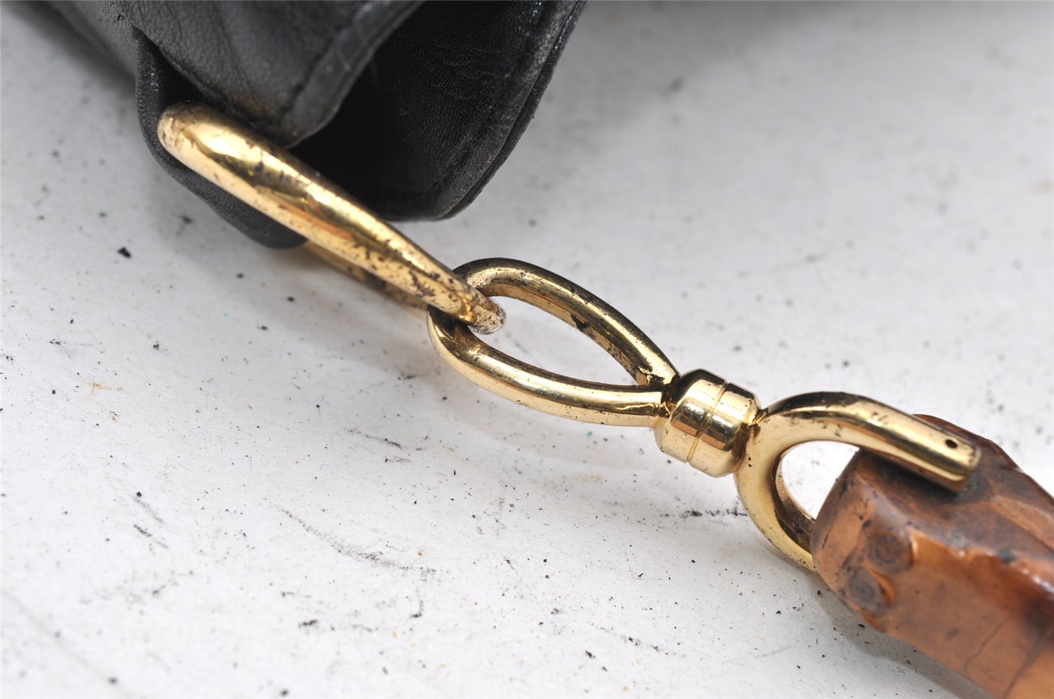 Authentic GUCCI Bamboo 2Way Shoulder Hand Bag Leather Black Junk 0098J