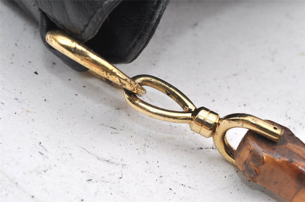 Authentic GUCCI Bamboo 2Way Shoulder Hand Bag Leather Black Junk 0098J