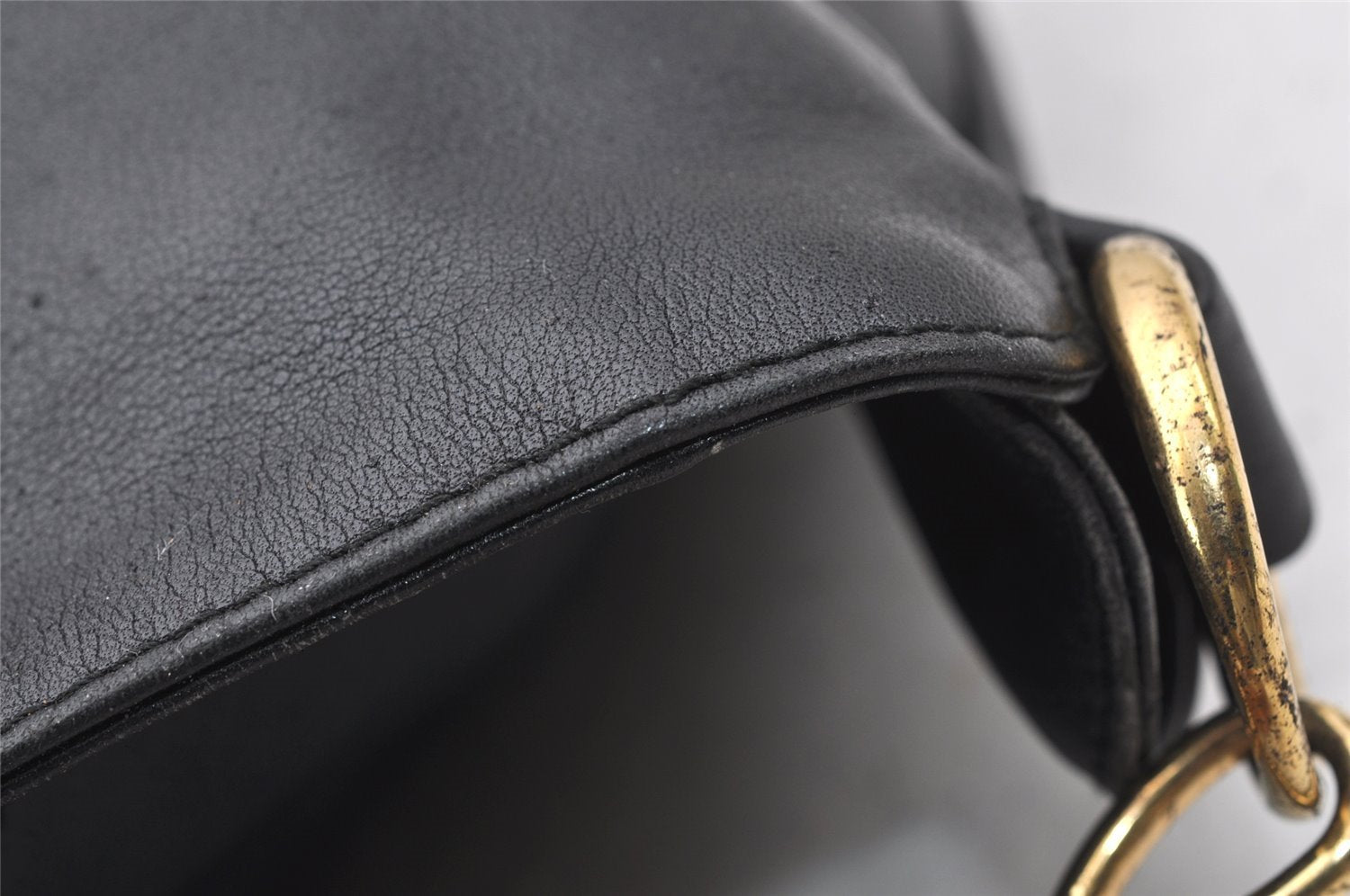 Authentic GUCCI Bamboo 2Way Shoulder Hand Bag Leather Black Junk 0098J