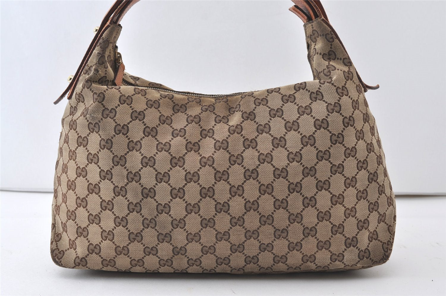 Authentic GUCCI Horsebit Shoulder Hand Bag GG Canvas Leather 115867 Brown 0100J