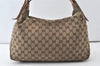 Authentic GUCCI Horsebit Shoulder Hand Bag GG Canvas Leather 115867 Brown 0100J