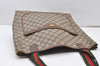 Authentic GUCCI Web Sherry Line Shoulder Tote Bag GG PVC Leather Brown 0101J