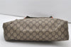 Authentic GUCCI Web Sherry Line Shoulder Tote Bag GG PVC Leather Brown 0101J