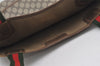 Authentic GUCCI Web Sherry Line Shoulder Tote Bag GG PVC Leather Brown 0101J