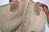 Authentic GUCCI Web Sherry Line Shoulder Tote Bag GG PVC Leather Brown 0101J