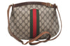 Authentic GUCCI Web Sherry Line Shoulder Cross Bag GG PVC Leather Brown 0104J