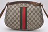 Authentic GUCCI Web Sherry Line Shoulder Cross Bag GG PVC Leather Brown 0104J