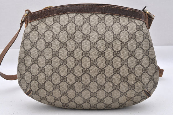 Authentic GUCCI Web Sherry Line Shoulder Cross Bag GG PVC Leather Brown 0104J