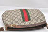 Authentic GUCCI Web Sherry Line Shoulder Cross Bag GG PVC Leather Brown 0104J