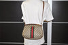 Authentic GUCCI Web Sherry Line Shoulder Cross Bag GG PVC Leather Brown 0104J