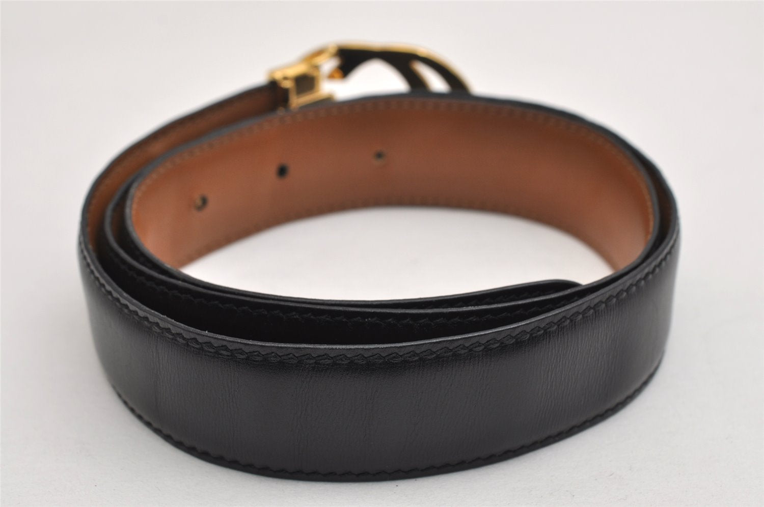 Authentic GUCCI Interlocking G Belt Leather 77.5-82.5cm 30.5-32.5