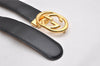 Authentic GUCCI Interlocking G Belt Leather 77.5-82.5cm 30.5-32.5" Black 0105K