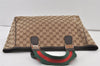 Authentic GUCCI Web Sherry Line Tote Bag GG Canvas Leather 145758 Brown 0106K