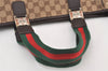 Authentic GUCCI Web Sherry Line Tote Bag GG Canvas Leather 145758 Brown 0106K