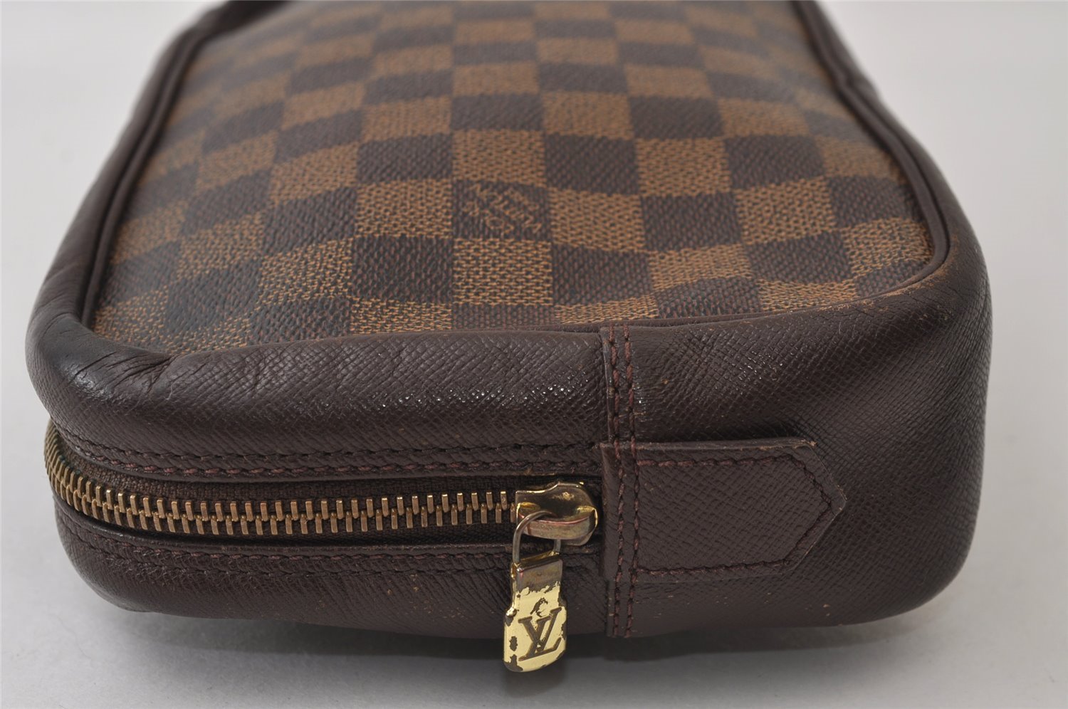 Authentic Louis Vuitton Damier Trousse Toilette Clutch Hand Bag N47623 LV 0107J