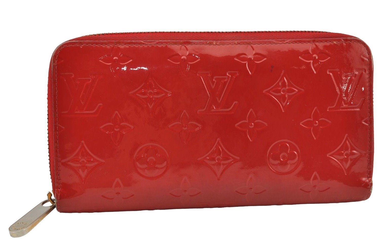 Authentic Louis Vuitton Vernis Zippy Wallet Long Purse Red M91732 LV 0110J