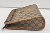 Authentic GUCCI Vintage Clutch Hand Bag Purse GG PVC Leather Brown 0111K