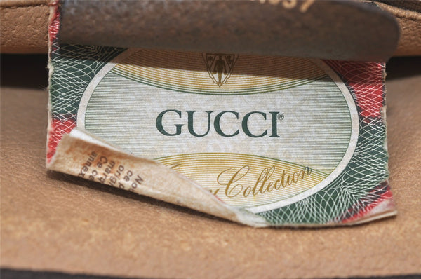 Authentic GUCCI Vintage Clutch Hand Bag Purse GG PVC Leather Brown 0111K