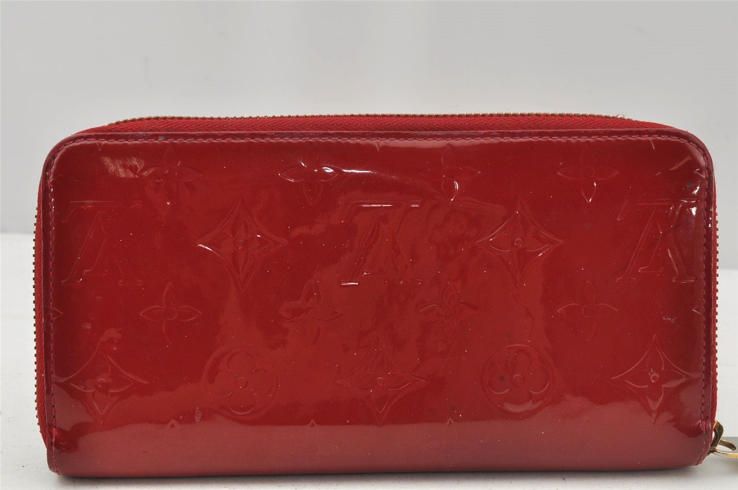 Authentic Louis Vuitton Vernis Zippy Wallet Long Purse Red M91981 LV 0112J