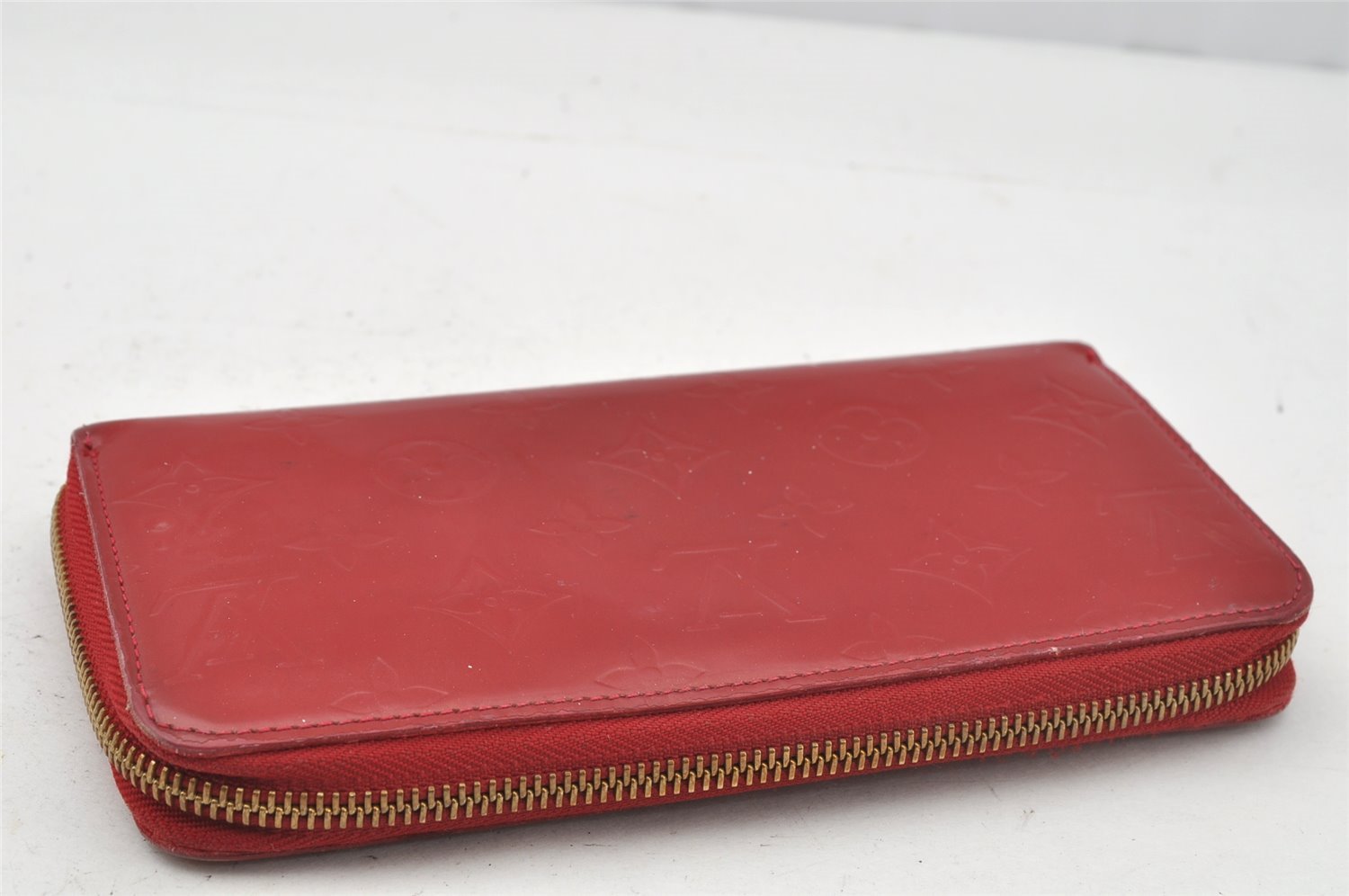 Authentic Louis Vuitton Vernis Zippy Wallet Long Purse Red M91981 LV 0112J