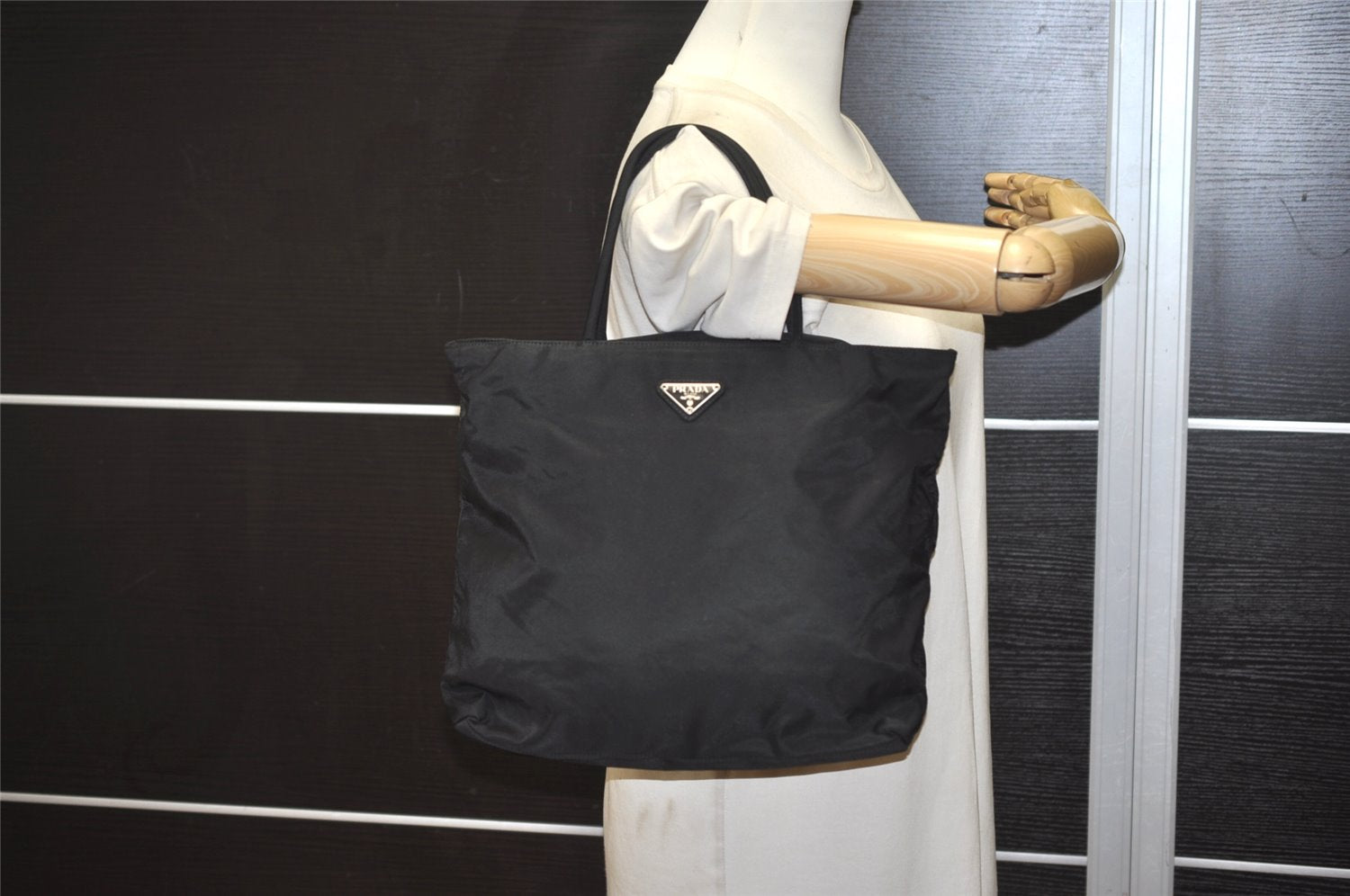 Authentic PRADA Nylon Tessuto City Leather Tote Hand Bag B7699 Black 0113K