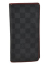 Auth Louis Vuitton Damier Graphite Portefeuille Brazza Wallet N63254 Red 0115J