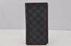 Auth Louis Vuitton Damier Graphite Portefeuille Brazza Wallet N63254 Red 0115J