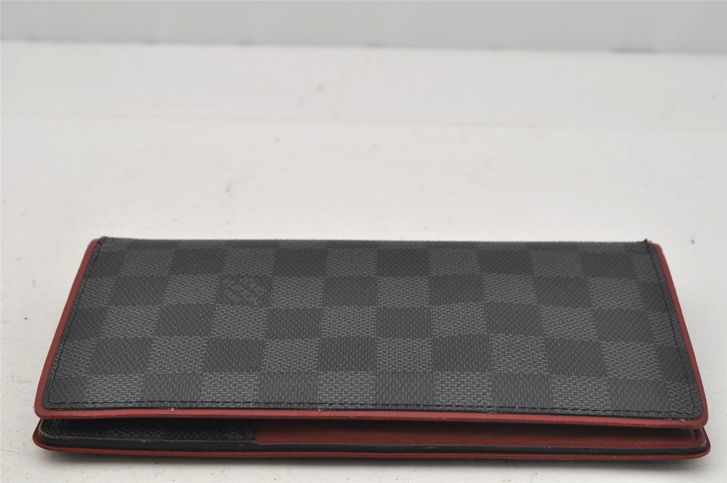 Auth Louis Vuitton Damier Graphite Portefeuille Brazza Wallet N63254 Red 0115J