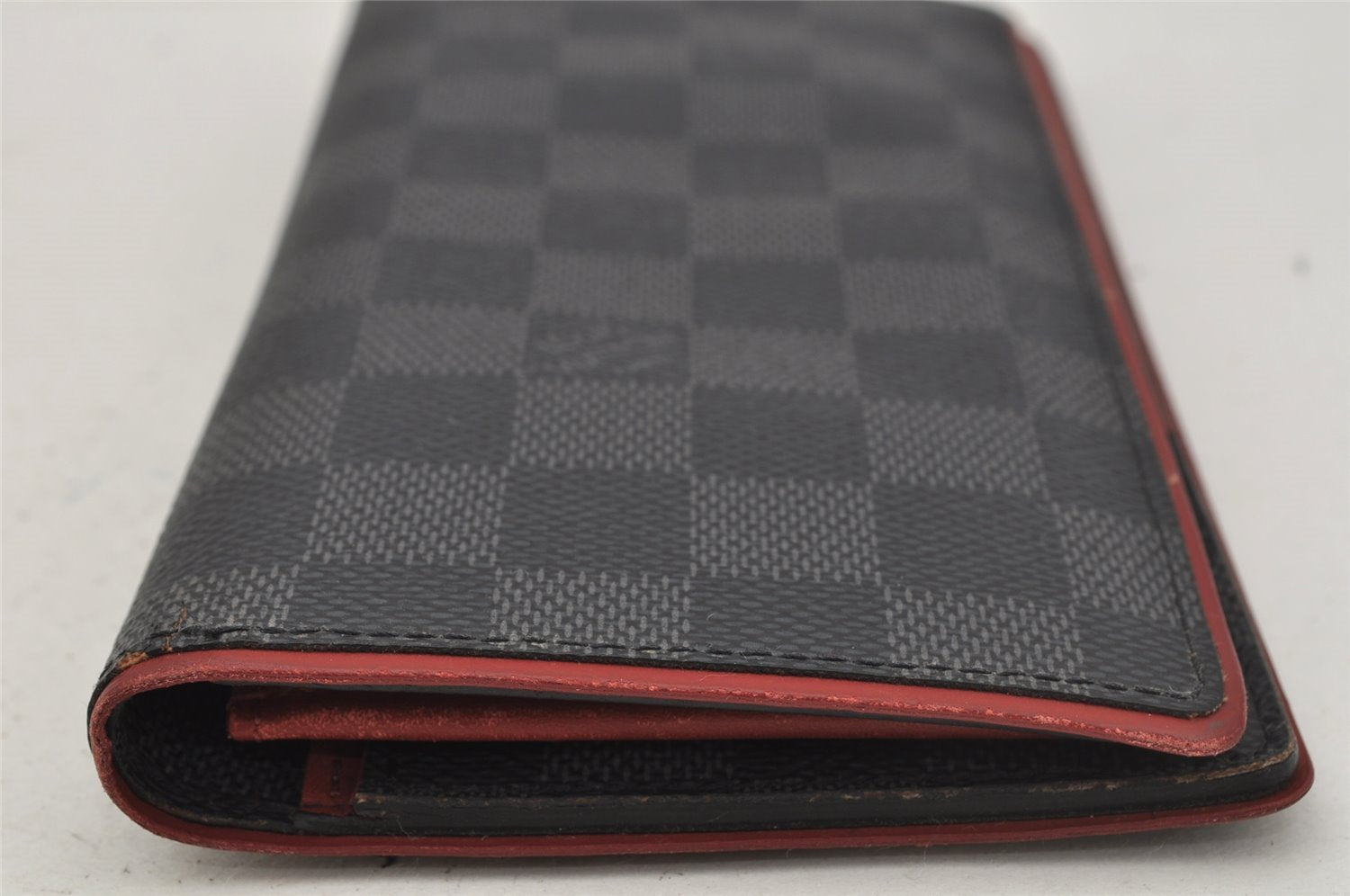 Auth Louis Vuitton Damier Graphite Portefeuille Brazza Wallet N63254 Red 0115J