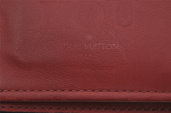 Auth Louis Vuitton Damier Graphite Portefeuille Brazza Wallet N63254 Red 0115J