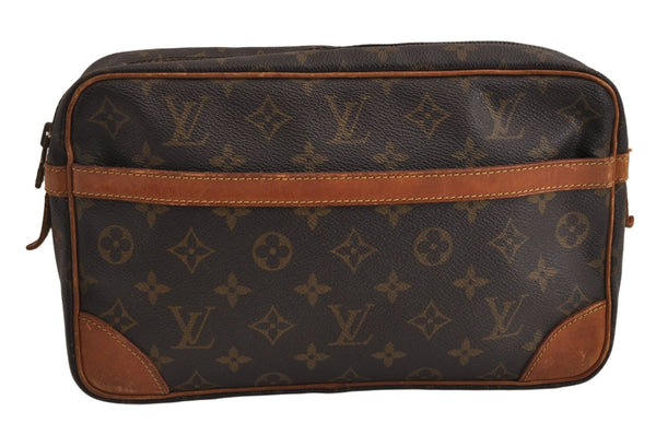 Authentic Louis Vuitton Monogram Compiegne 28 Clutch Hand Bag M51845 LV 0118K