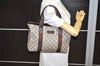 Authentic GUCCI Vintage Hand Tote Bag Purse GG PVC Leather 141976 Brown 0120K