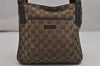 Authentic GUCCI Shoulder Cross Bag GG Canvas Leather Brown 122793 Junk 0124K